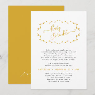 Invitation simple en moutarde botanique Baby Sprin