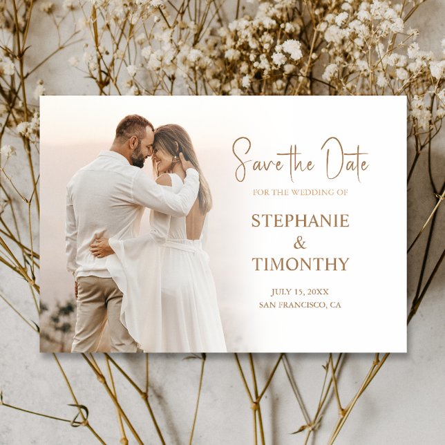 Invitation Simple Enregistrer La Date Photo Mariage Moderne (Cherish the moment and announce your day with our captivating photo Save the Date invitation.)