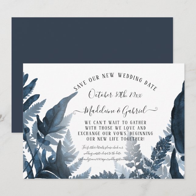 Invitation Simple Enregistrer Notre Nouvelle Date Mariage Ver (Devant / Derrière)