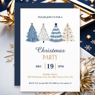 Invitation Simple Entreprise Bleu Noël