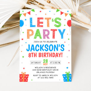 Invitation simple et colorée pour fête d'anniversa