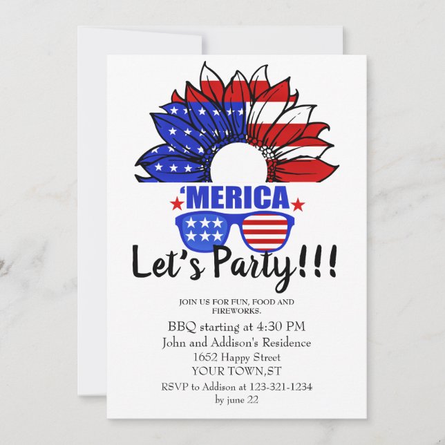 Invitation simple et cool pour le 4 JUILLET (Devant)