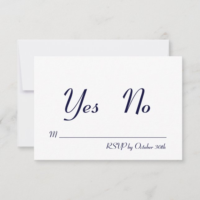 Invitation Simple et élégant Navy et White RSVP (Devant)