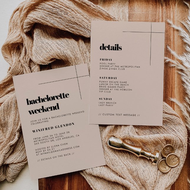 Invitation Simple et élégant week-end de bachelorette chic (Créateur téléchargé)