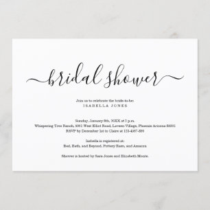 Invitation simple et élégante à la douche nuptiale