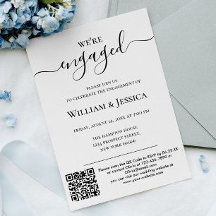 Invitation Simple et moderne avec QR Code Engagement Party