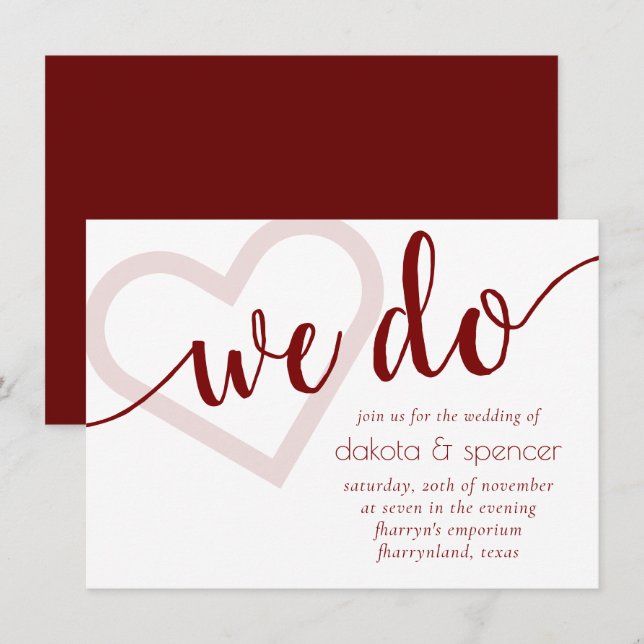 Invitation Simple et moderne | Scripts de floraison rouge bon (Devant / Derrière)