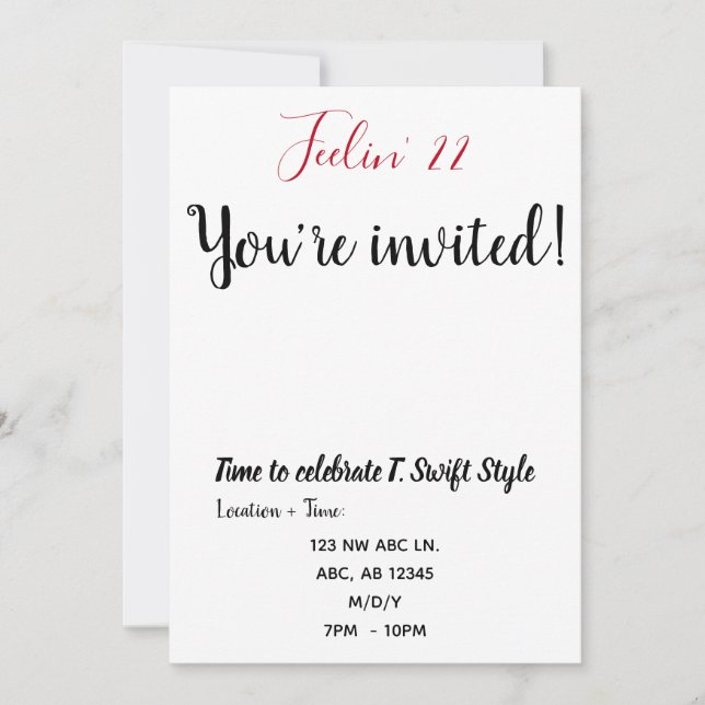Invitation simple et ordinaire pour 22e anniversai (Devant)