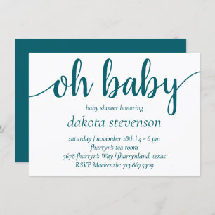 Invitation Simple et Turquoise Script de floraison bleu-ver