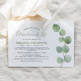 Invitation Simple Eucalyptus Aquarelle Célébration de la Vie