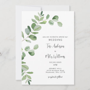 Invitation Simple Eucalyptus Moderne Sans Parents