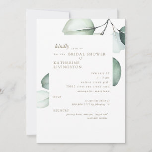 Invitation simple Eucayptus Stem Bridal Douche