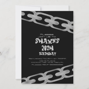 Invitation Simple Faux Argent Chaîne Adulte Fête d'anniversai