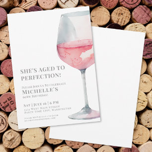 Invitation Simple Fête d'anniversaire 60 ans Vin Rose
