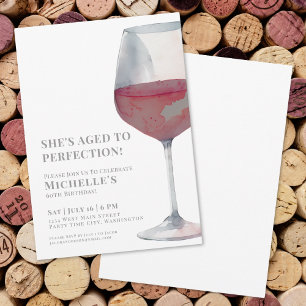 Invitation Simple Fête d'anniversaire au vin rouge élégant
