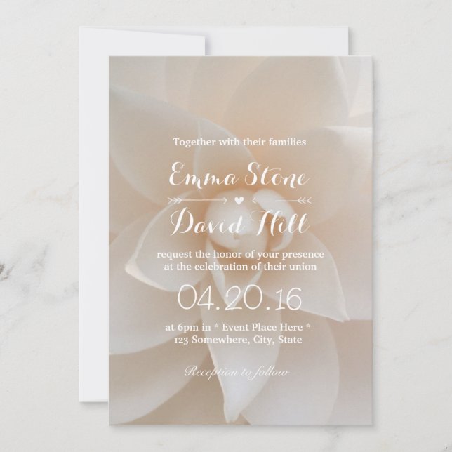Invitation Simple fête de mariage de jardin fleuri blanc (Devant)