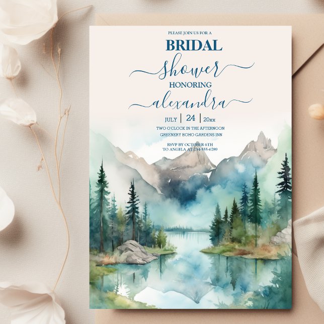Invitation Simple Fête de Mariage Florale de Montagne (Créateur téléchargé)