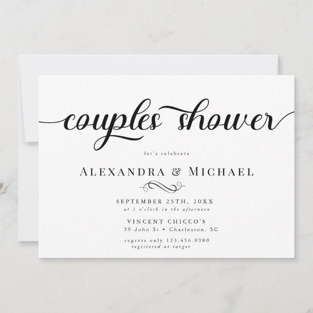 Invitation Simple Fête de Mariage pour Couple (Devant)