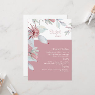Invitation Simple Fête des mariées florale tropicale rose 