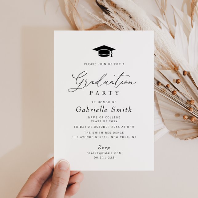 Invitation simple fête minimale de diplôme d'études supérieur (Créateur téléchargé)