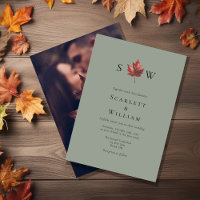 Simple Feuille D'automne Vert Sauge Monogramme Pho