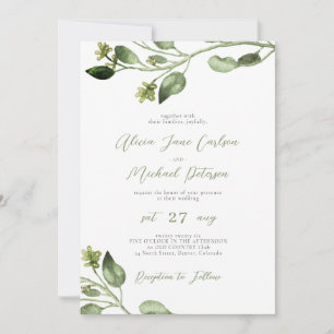 Invitation Simple feuille élégant  script mariage