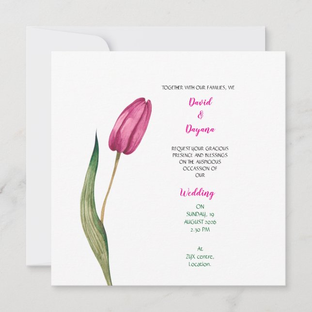 Invitation simple fleur de tulipe (Devant)