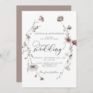 Invitation Simple Floral Automne Neutre Budget QR Code Mariag