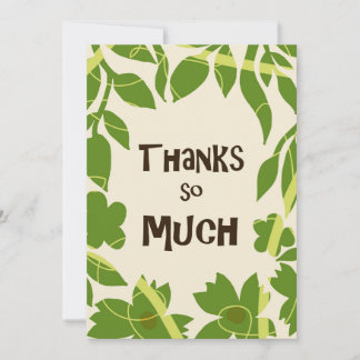 Invitation Simple Floral Green leaves Thank You Card