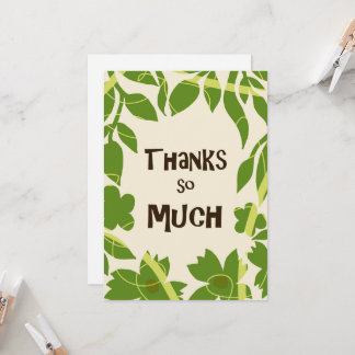 Invitation Simple Floral Green leaves Thank You Card