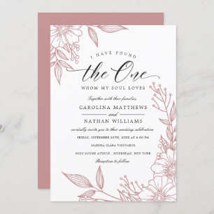 Invitation Simple Floral J'Ai Trouvé Celui   Mariage blanc