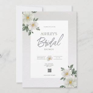 Invitation Simple Floral QR Code nuptiale de douche Invitatio