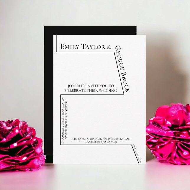 Invitation Simple Funky Black and White Chart Mariage moderne (Créateur téléchargé)