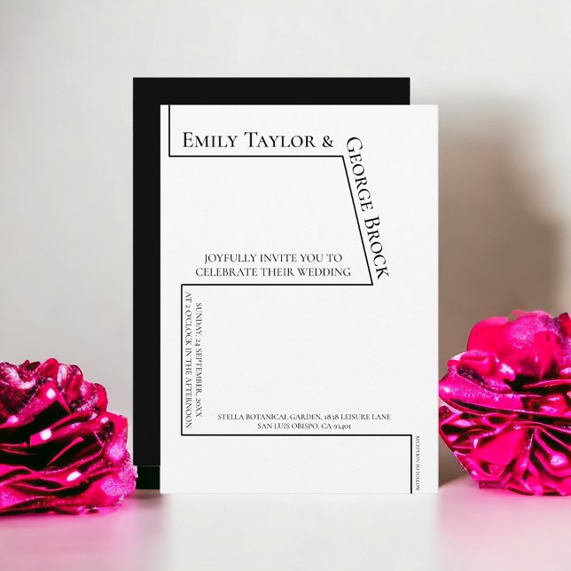 Invitation Simple Funky Black and White Chart Mariage moderne (Créateur téléchargé)