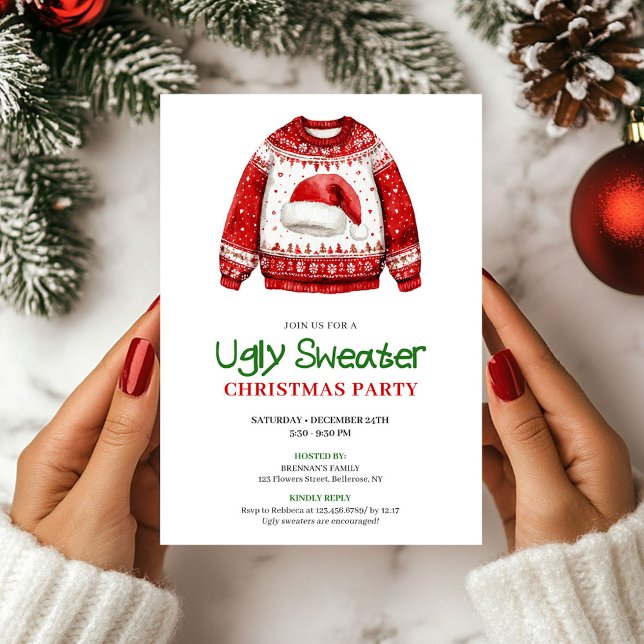 Invitation Simple Funny Ugly Sweater Christmas Party (Simple Funny Ugly Sweater Christmas Party)
