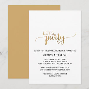 Invitation Simple Gold Calligraphy Bachelorette