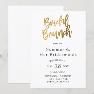 Invitation Simple Gold Foil Textures Bridesmaids Déjeuner