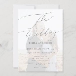 Invitation Simple Gris Blanc Le Mariage Photo Overlay