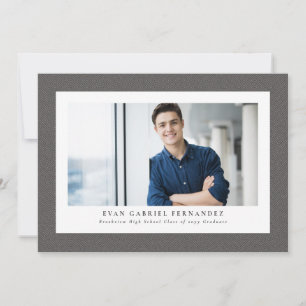 Invitation Simple gris tweed cadre classique graduation photo