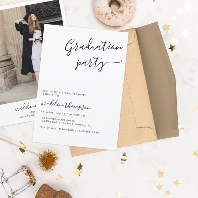 Invitation Simple High School College Photo Party (Créateur téléchargé)