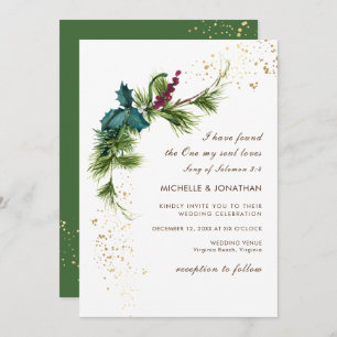 Invitation Simple hiver verdure Mariage chrétien moderne
