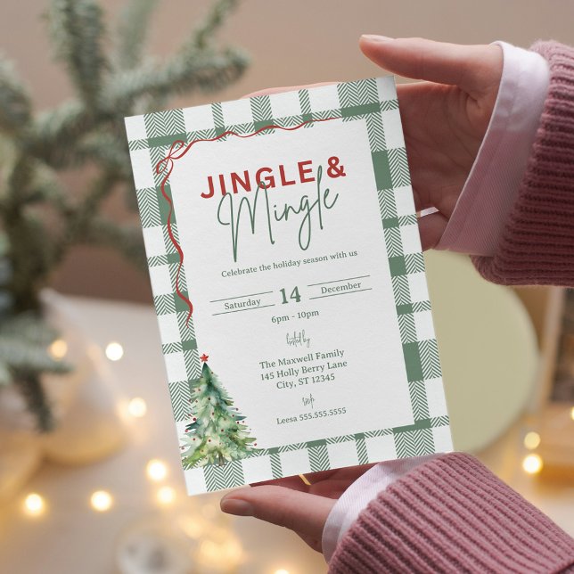 Invitation simple Jingle & Mingle Christmas Party (Simple Jingle & Mingle Christmas Party Invitation Postcard)