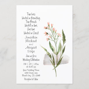 Invitation Simple Jolie Fleurs Roses Mariage chrétien