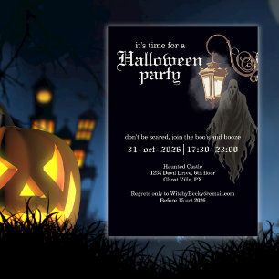 Invitation Simple Lanterne Érotique Or Noire Fête Halloween