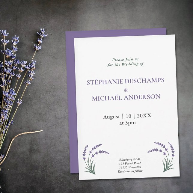 Invitation Simple Lavender Wedding (Simple Lavender Wedding Invitation)