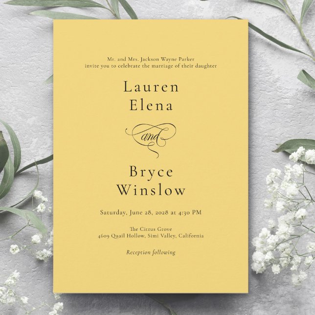 Invitation Simple Limite Limite Citron Citrus Mariage jaune (Créateur téléchargé)