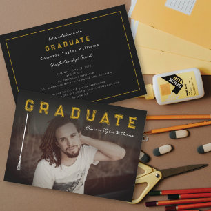 Invitation Simple Line Graduate Modern Photo Graduate Party
