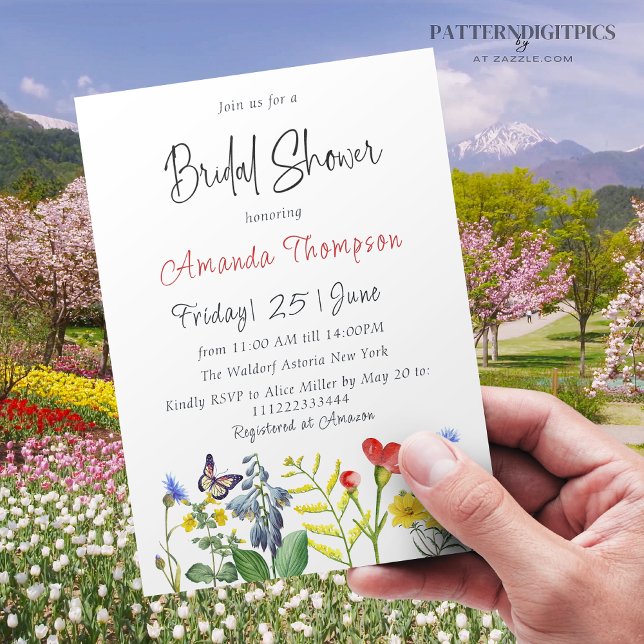 Invitation Simple Love Fleur sauvage Floral Fête des mariées (Créateur téléchargé)