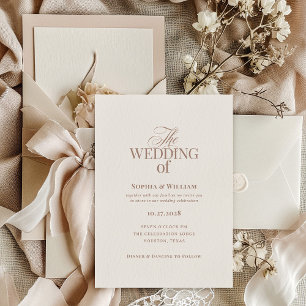 Invitation Simple Luxe Ivoire et Taupe Mariage Neutre