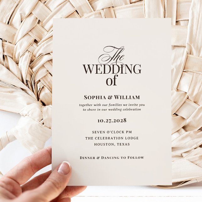 Invitation Simple Luxe Ivory and Brown | Neutral Wedding (Créateur téléchargé)